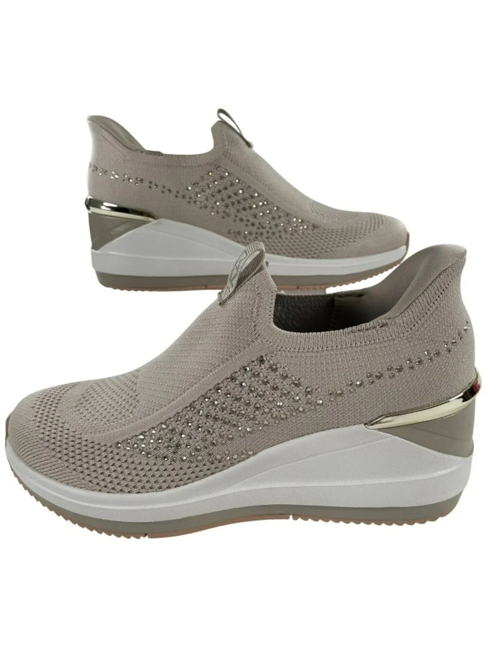Skechers Mark Nason Triple Wedge Taupe Gray Slip-On Sneakers Women's Sz 7.5 NEW